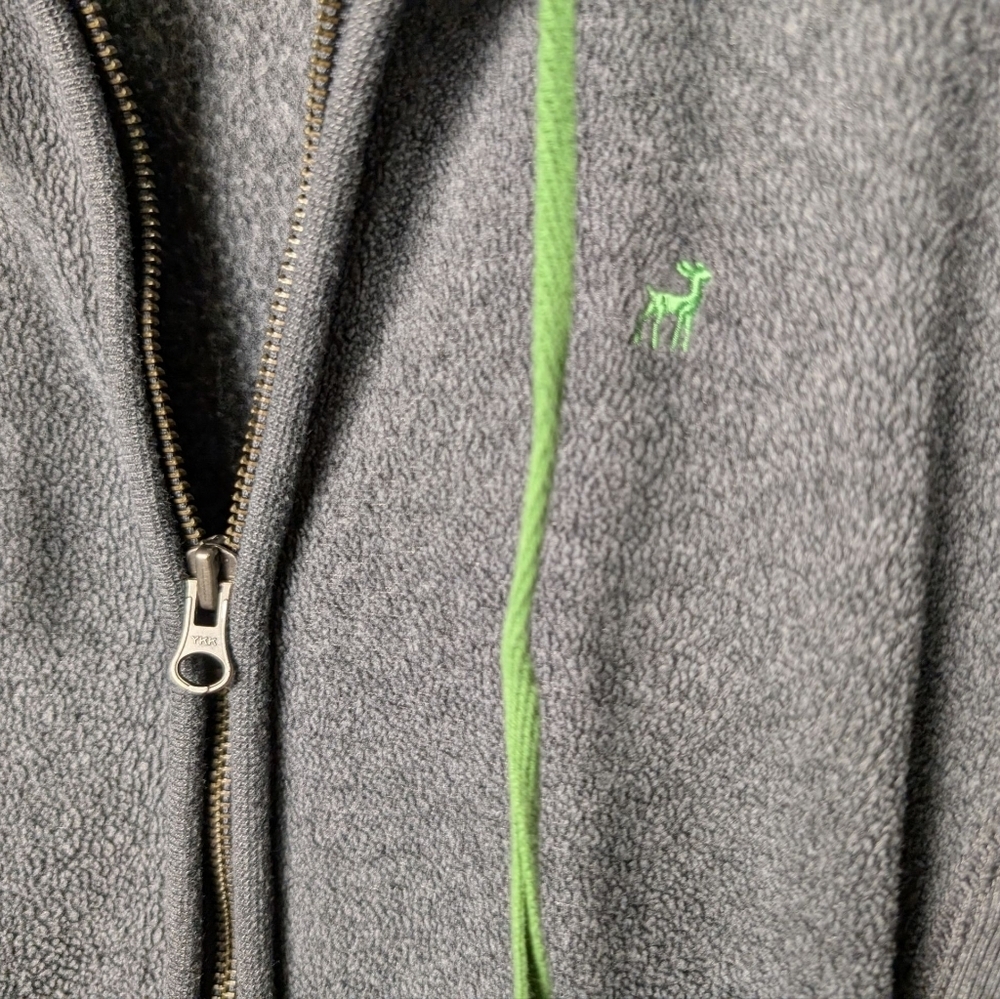 Old Navy Gray Hoodie Green Lining Women's L Drawstring Hood Full Zipper Front - Picture 8 of 10